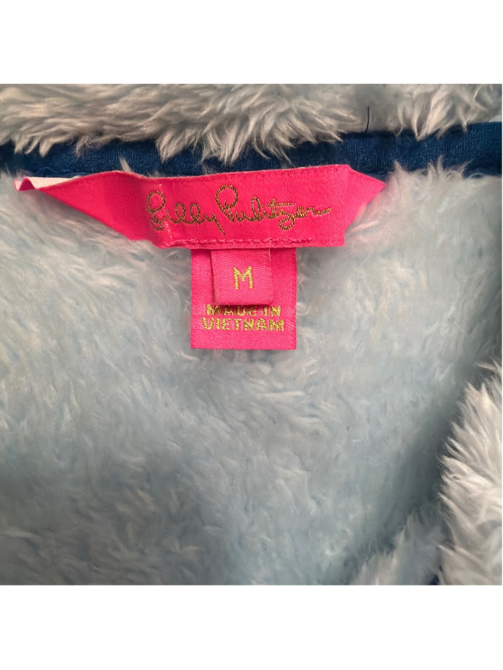 Lilly Pulitzer Fuzzy Sherpa Quarter Zip Teddy Fleece Women’s Medium Soft Cozy - Picture 2 of 6